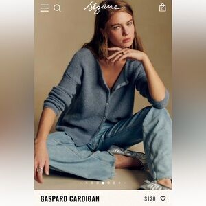 SEZANE GASPARD CARDIGAN VINTAGE BLUE